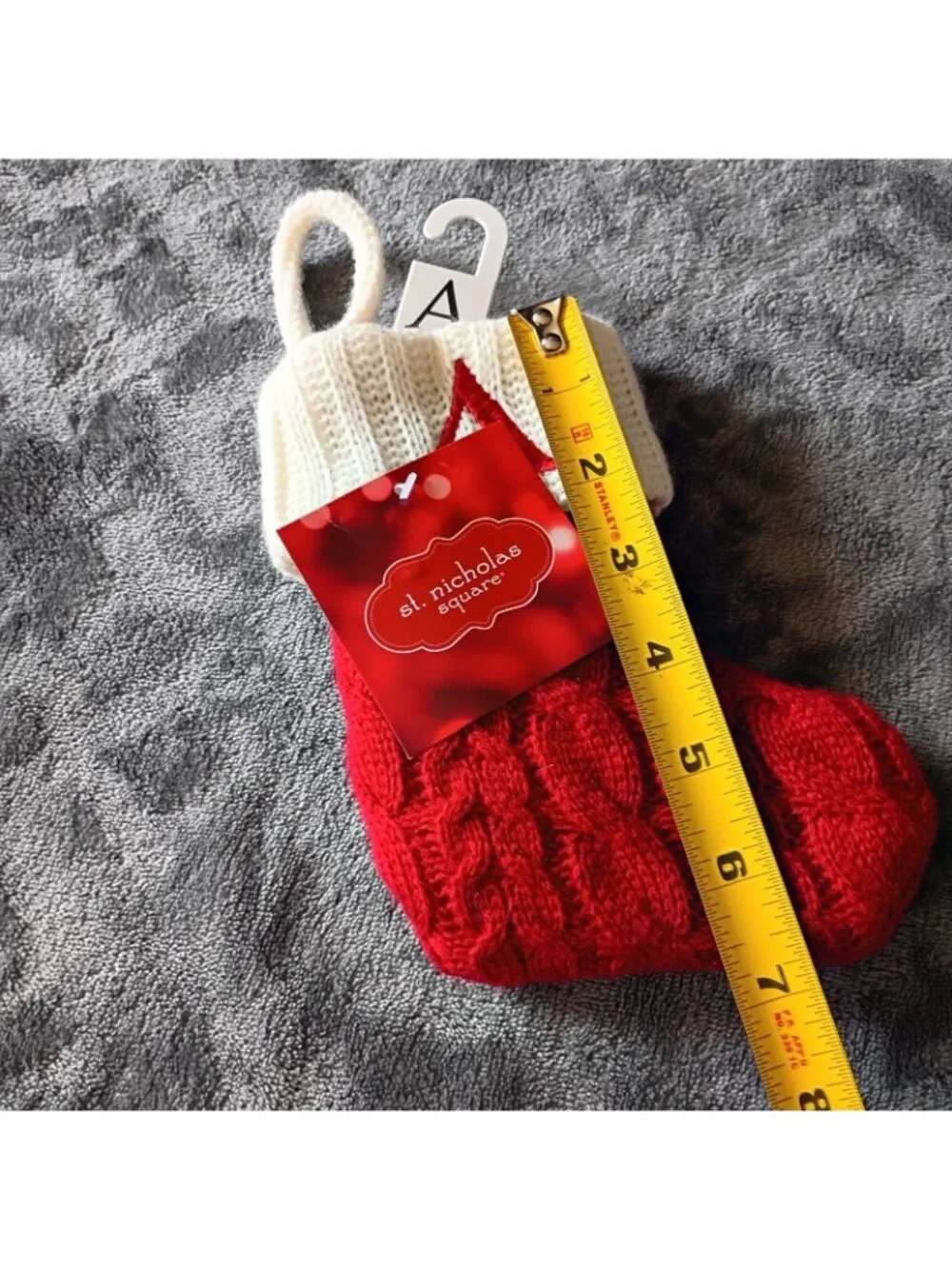 Christmas Stocking Knit Red Mini Monogram Letter A